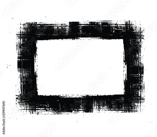 Grunge rectangle border with distressed ink texture and rough edges.