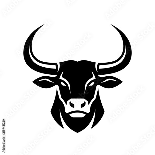 Powerful bull head silhouette strong symbol of strength and wildness