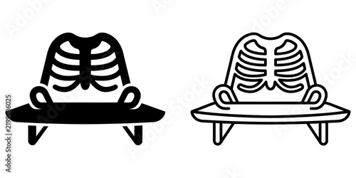 Fotografie Black human rib cage bench furniture icon on clear design surface