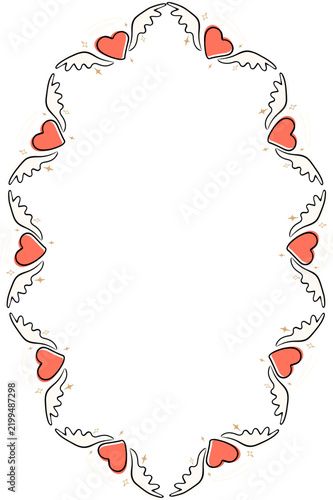 Hearts frame vector illustration isolated on white background. Baby shower
