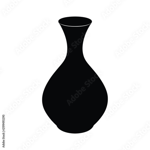 Black silhouette of a classic elegant vase with a wide rounded body and a narrow neck