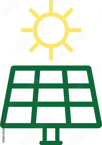 Solar panel and sun line icon for renewable energy