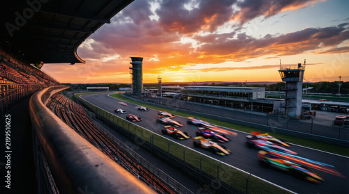 High-speed race at sunset