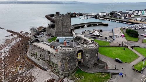Aerial view of Carrickfergus Castle in Northern Ireland