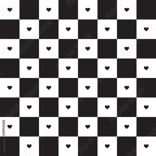 Black heart Valentine pattern background. Vector illustration.