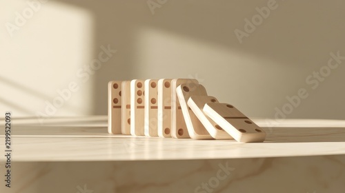 Wood dominoes on stone surface
