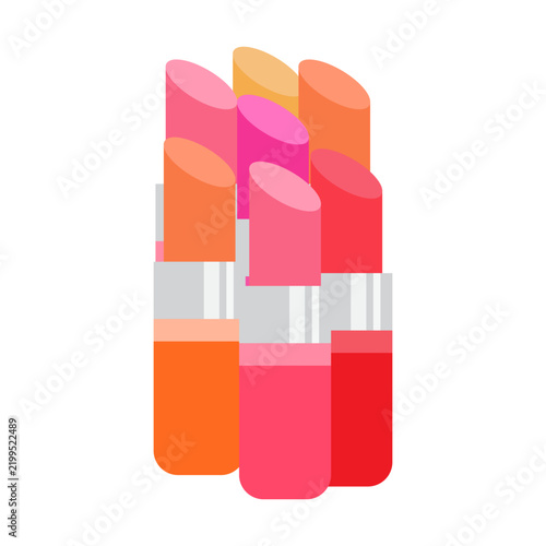 Assorted lipstick collection. Vector illustration.