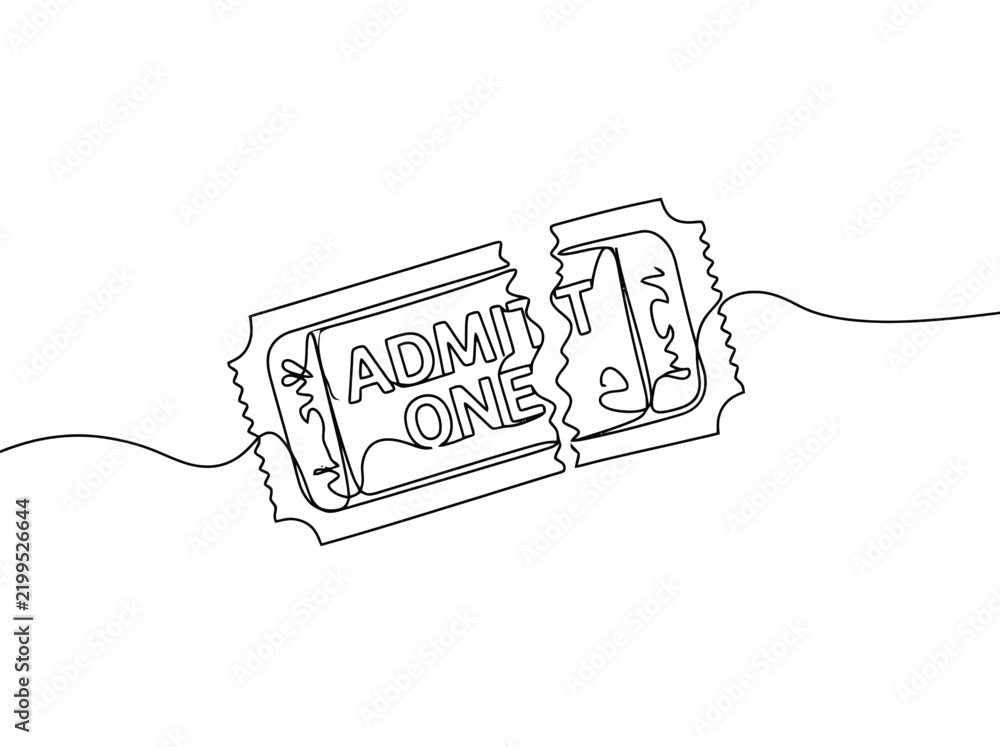 Obraz premium A torn admit one ticket with clean lines and a minimalist aesthetic on a white background