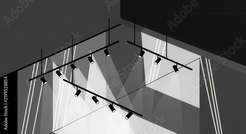 Modern Gallery Lighting With Spotlights Illuminating Abstract Art Installations