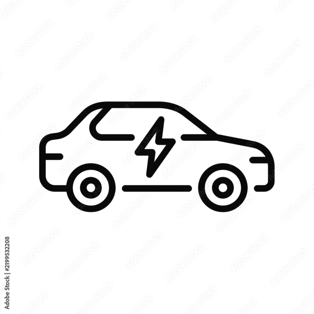 Fototapeta premium Silhouette Electric Car Icon Simple Design