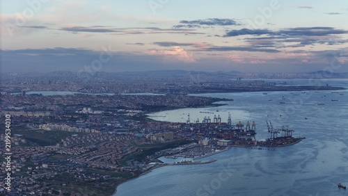 Bild auf Leinwand Aerial shot of a ship port