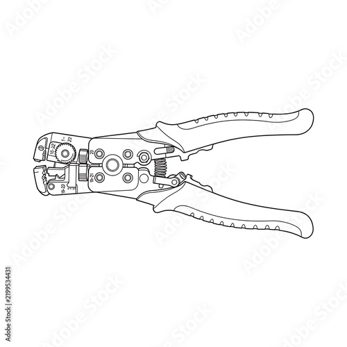 Multi-Function Wire Stripper Pliers Line Art - Versatile Electrical Hand Tool