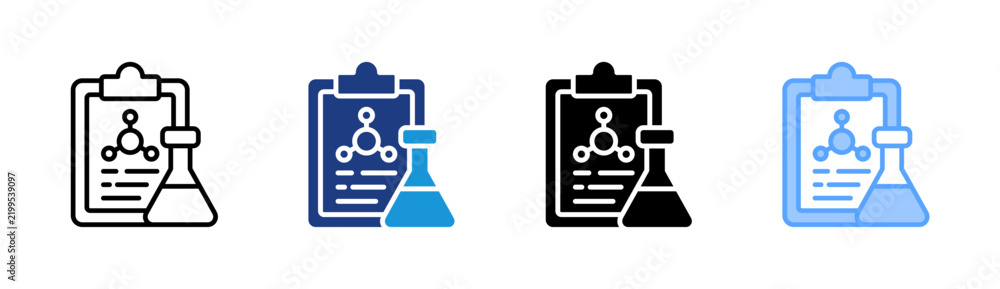 Fototapeta premium Scientific Research icon set multiple style collection