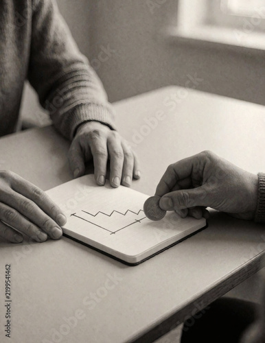Planning career break with hands and coin