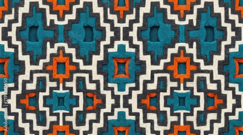 Geometric Aztec inspired knitted fabric pattern