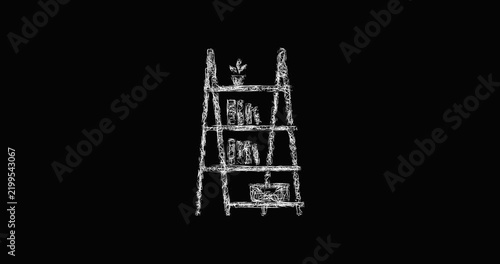 Sketch ladder bookshelf icon animation - smooth progressive reveal