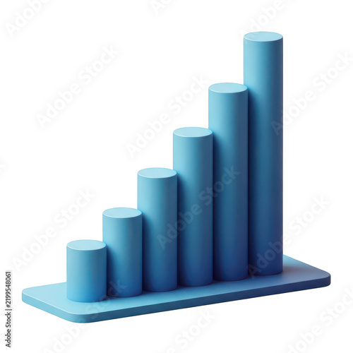 3D increasing bar chart growth visualization