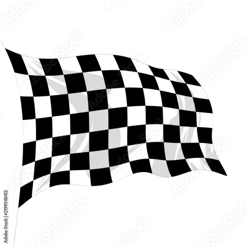 Checkered flag waving in wind realistic