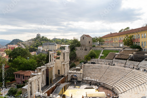 Konstfotografi Summer view of the Ancient Theatre of Philippopolis in Plovdiv, Bulgaria, featur
