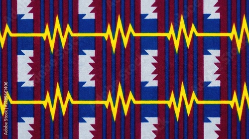 Traditional African wax print fabric with geometric zigzag pattern