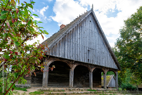 Old traditional wooden village house in Kashubian region, Poland