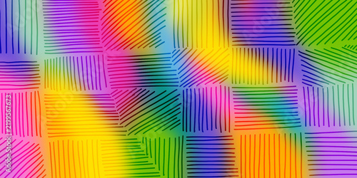 Banner with Horizontal Vertical Diagonal Strokes Colorful Background