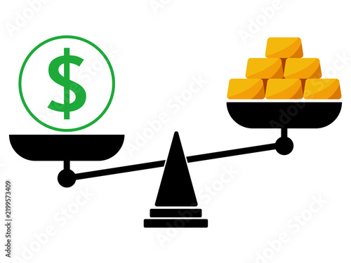 Dollar and gold balancing grow investment concept financial balance, symbolizing wealth management