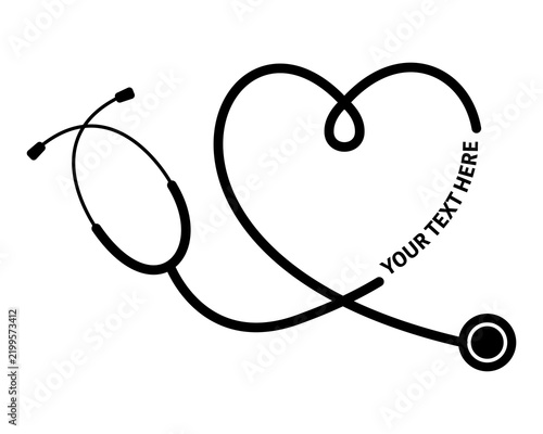 stethoscope in heart shape nurse monogram nursing instrument symbol isolated on white