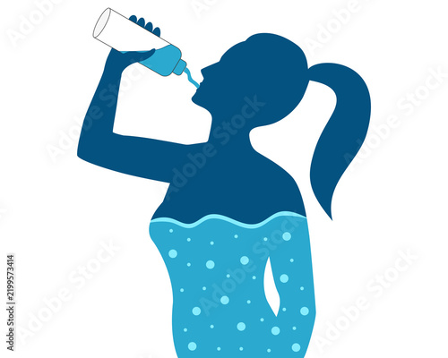 Woman drinking water hydration concept, refreshment healthy lifestyle daily routine