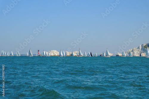 Fotografie The Round the Island Race, Sailing Yachts sail around the isle of wight in the UK