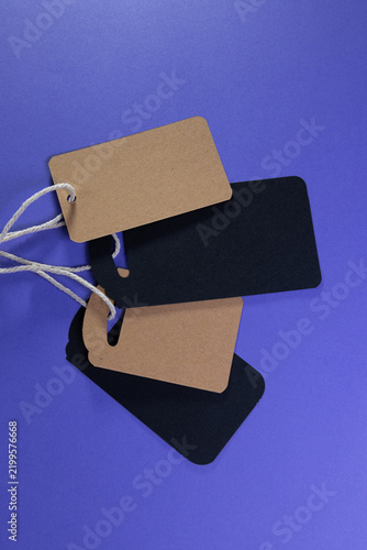 Four labels of different shapes that can be used as a realistic mock-up