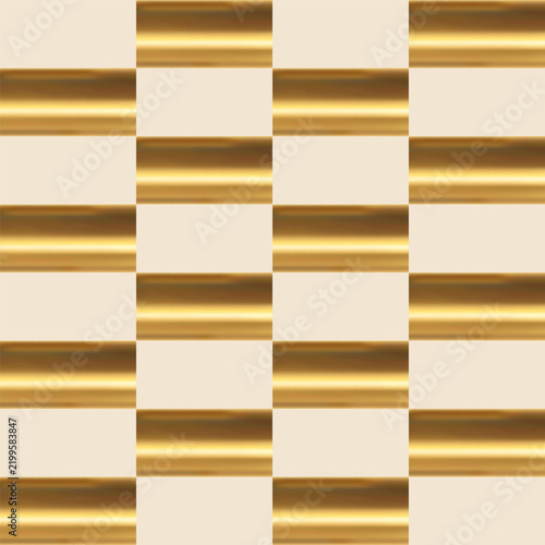 Vector geometric seamless pattern in vintage art deco style. Retro pattern of abstract golden metallic shapes.