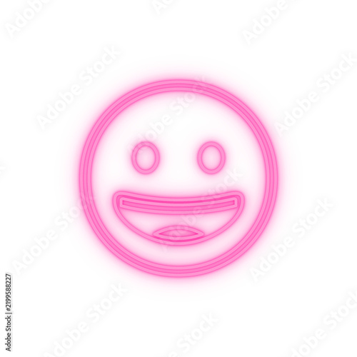 Obraz na płótnie Pink neon grinning face isolated