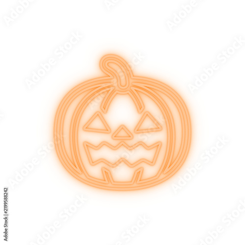 Obraz na płótnie Orange neon jack-o-lantern isolated