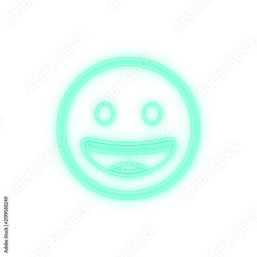 Obraz na płótnie Mint neon grinning face isolated
