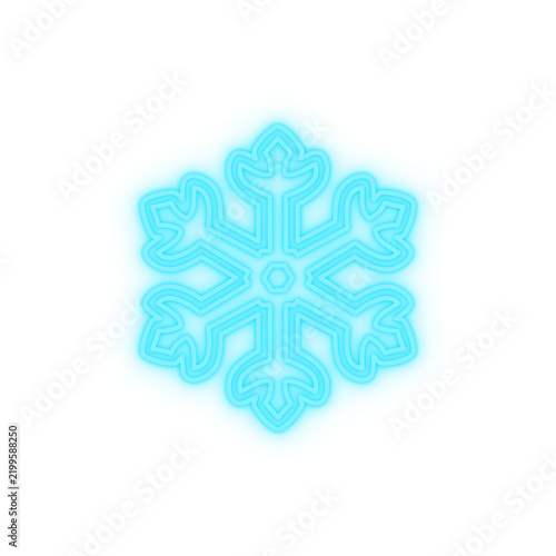 Obraz na płótnie Cyan neon snowflake isolated