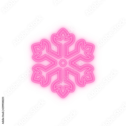 Obraz na płótnie Pink neon snowflake isolated