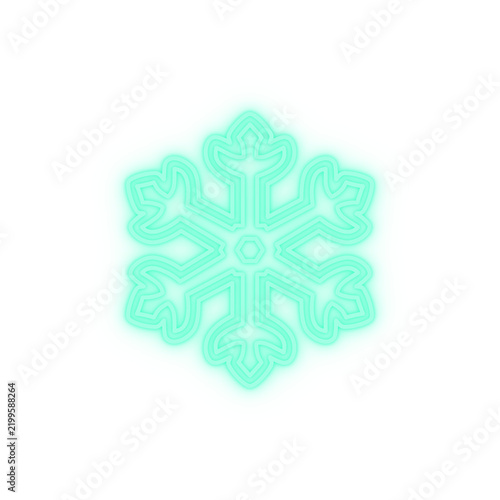Obraz na płótnie Mint neon snowflake isolated