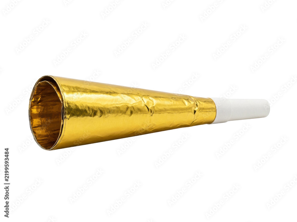 Obraz premium Golden Party Blower Isolated on White