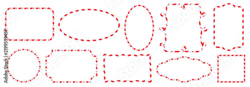 Label Frames Set With Candy Cane Outline