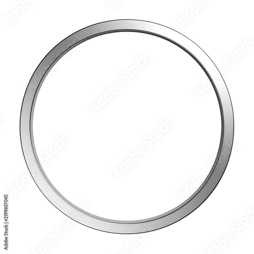 Metallic silver circle frame with a clean polished surface finish and realistic lighting effects isolated on transparent background