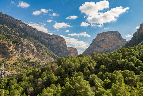 Baetic mountain surrounding Caminito del Rey walkway path in Spain