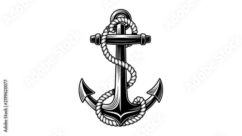 Vintage Anchor with Rope Illustration