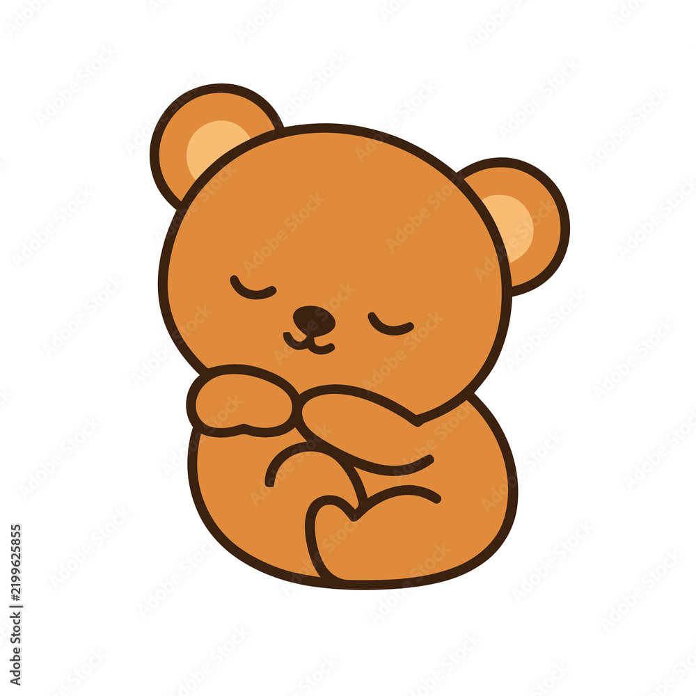 Obraz premium Cute sleeping teddy bear illustration