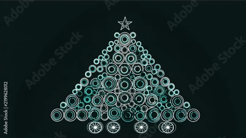 Minimalist abstract christmas tree with star in geometric circular design