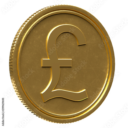 3D rendered british pound golden coin, embodying British currency and financial value