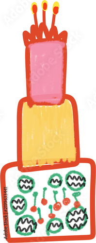 Hand Drawn Birthday Cake by a Four-Year-Old Child