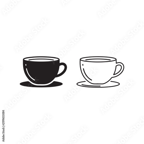 Minimal Tea Cup Icon Black Drink Design