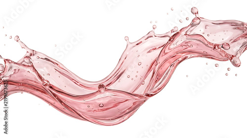 Pink liquid splash with bubbles isolated on transparent background