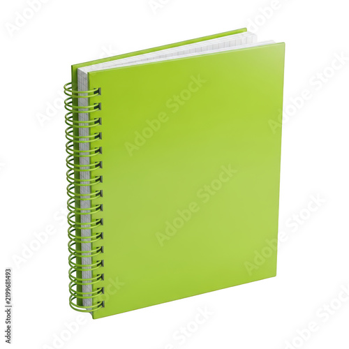 Картината върху платно Bright green spiral-bound notebook with blank pages, a useful tool for note-taking planning and creative journaling